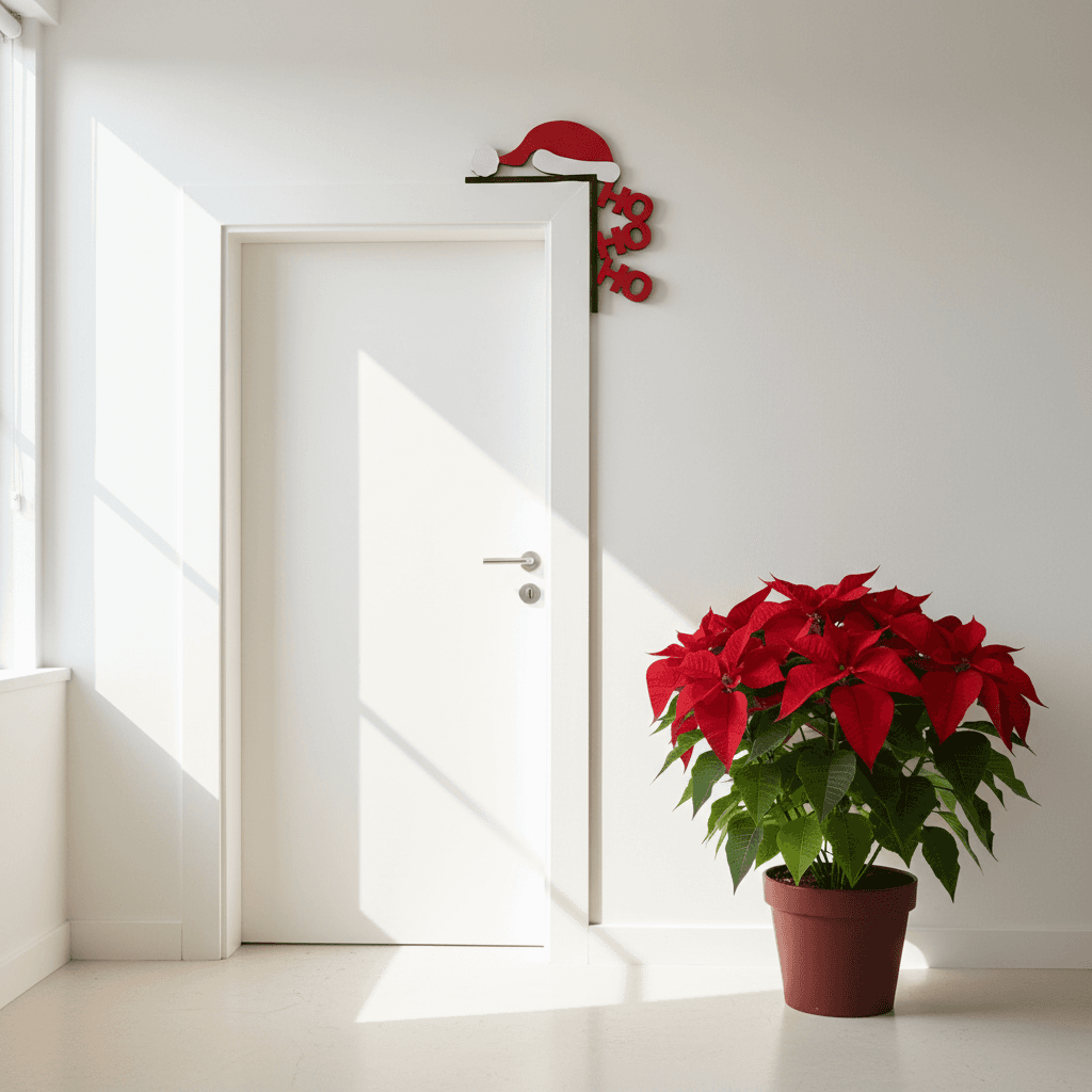 Gorro decorativo em cenário de lareira natalina